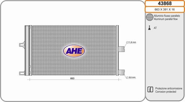 AHE 43868 - Конденсатор, кондиціонер autozip.com.ua