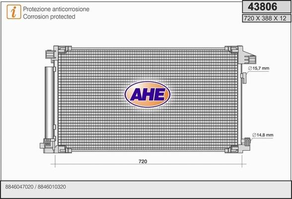 AHE 43806 - Конденсатор, кондиціонер autozip.com.ua