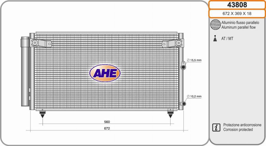 AHE 43808 - Конденсатор, кондиціонер autozip.com.ua
