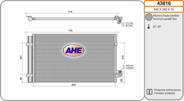 AHE 43816 - Конденсатор, кондиціонер autozip.com.ua