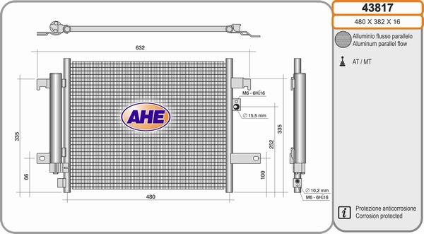 AHE 43817 - Конденсатор, кондиціонер autozip.com.ua
