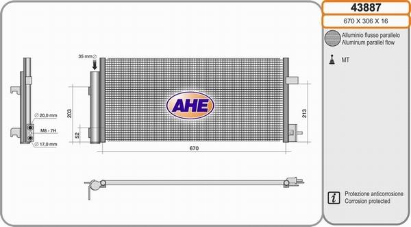 AHE 43887 - Конденсатор, кондиціонер autozip.com.ua