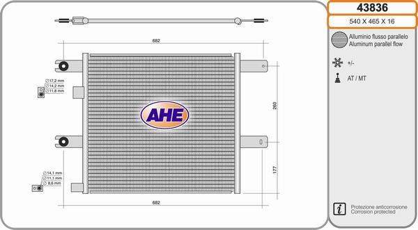 AHE 43836 - Конденсатор, кондиціонер autozip.com.ua