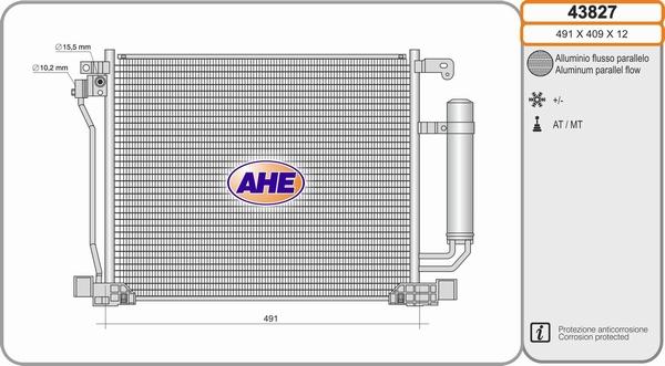 AHE 43827 - Конденсатор, кондиціонер autozip.com.ua