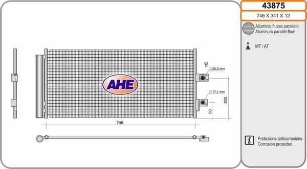 AHE 43875 - Конденсатор, кондиціонер autozip.com.ua