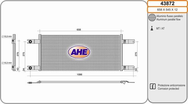 AHE 43872 - Конденсатор, кондиціонер autozip.com.ua