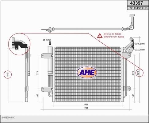 AHE 43397 - Конденсатор, кондиціонер autozip.com.ua
