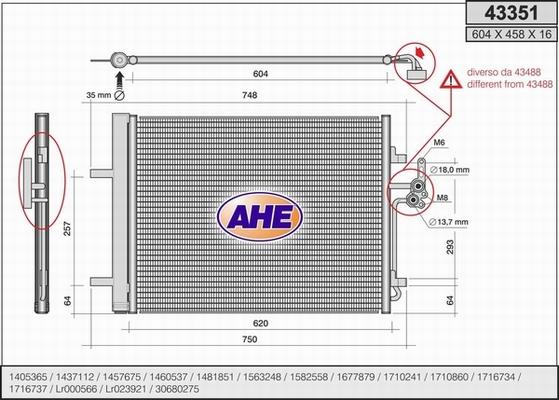 AHE 43351 - Конденсатор, кондиціонер autozip.com.ua