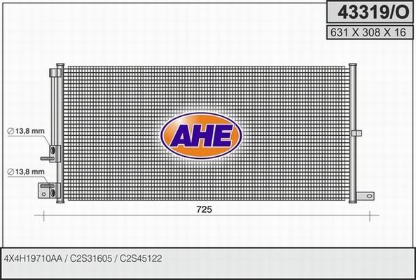 AHE 43319/O - Конденсатор, кондиціонер autozip.com.ua