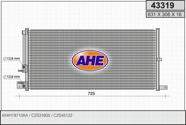 AHE 43319 - Конденсатор, кондиціонер autozip.com.ua