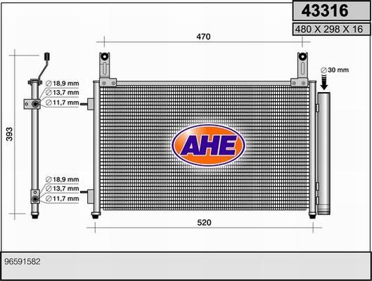 AHE 43316 - Конденсатор, кондиціонер autozip.com.ua