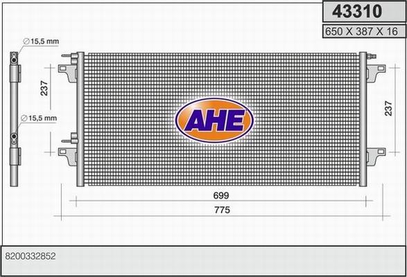 AHE 43310 - Конденсатор, кондиціонер autozip.com.ua