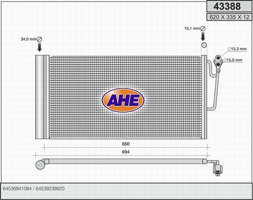 AHE 43388 - Конденсатор, кондиціонер autozip.com.ua