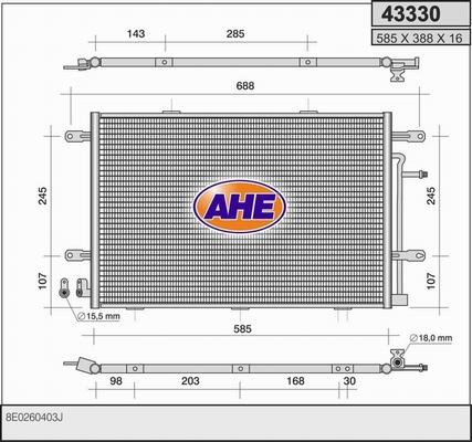 AHE 43330 - Конденсатор, кондиціонер autozip.com.ua