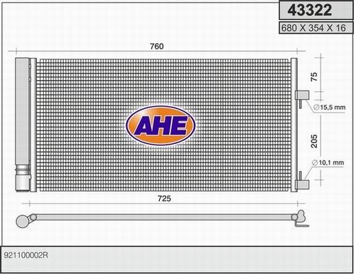 AHE 43322 - Конденсатор, кондиціонер autozip.com.ua