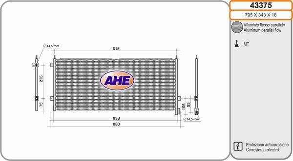 AHE 43375 - Конденсатор, кондиціонер autozip.com.ua