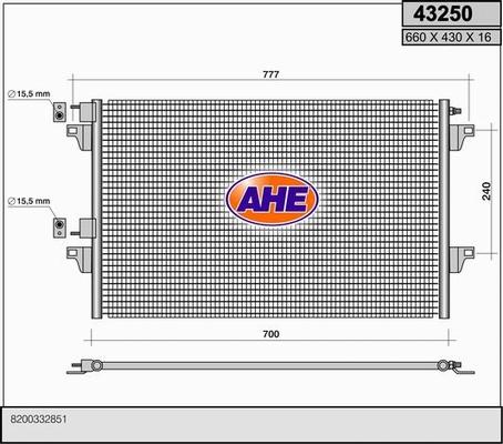 AHE 43250 - Конденсатор, кондиціонер autozip.com.ua