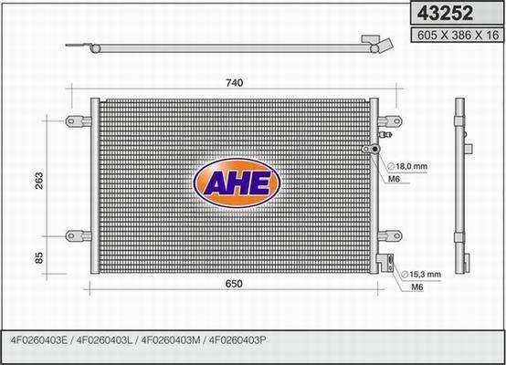 AHE 43252 - Конденсатор, кондиціонер autozip.com.ua