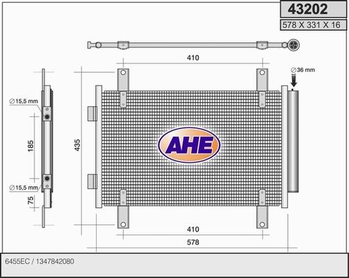 AHE 43202 - Конденсатор, кондиціонер autozip.com.ua