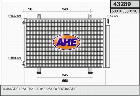 AHE 43289 - Конденсатор, кондиціонер autozip.com.ua