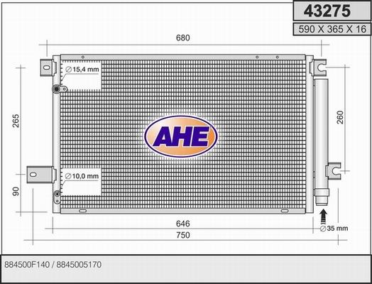 AHE 43275 - Конденсатор, кондиціонер autozip.com.ua