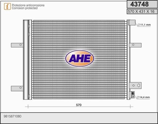 AHE 43748 - Конденсатор, кондиціонер autozip.com.ua