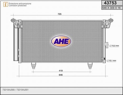 AHE 43753 - Конденсатор, кондиціонер autozip.com.ua