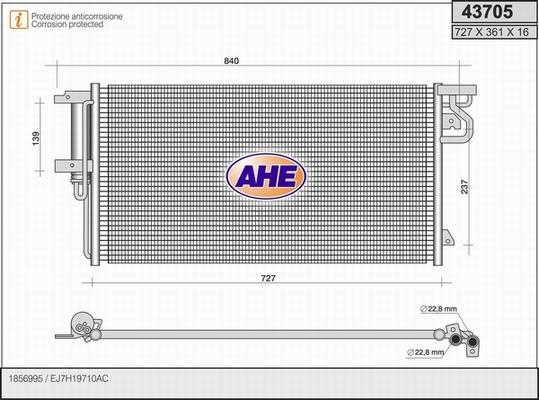 AHE 43705 - Конденсатор, кондиціонер autozip.com.ua