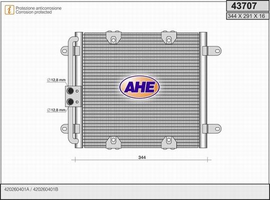 AHE 43707 - Конденсатор, кондиціонер autozip.com.ua