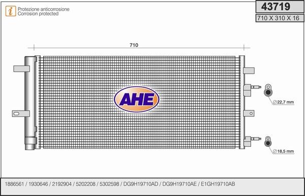 AHE 43719 - Конденсатор, кондиціонер autozip.com.ua