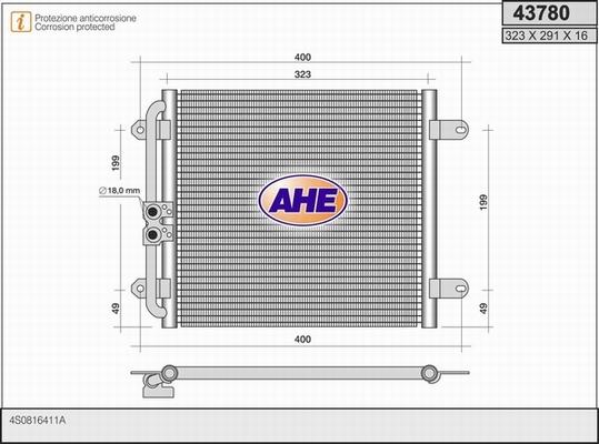 AHE 43780 - Конденсатор, кондиціонер autozip.com.ua