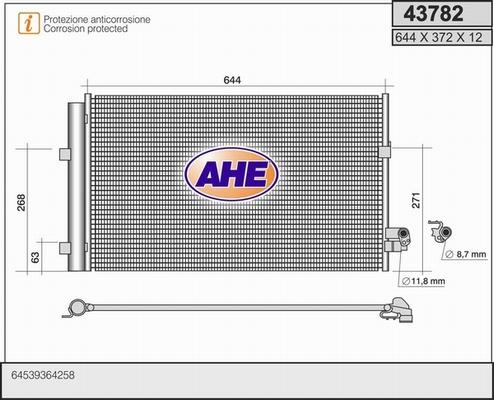 AHE 43782 - Конденсатор, кондиціонер autozip.com.ua