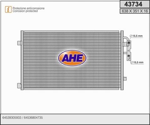AHE 43734 - Конденсатор, кондиціонер autozip.com.ua