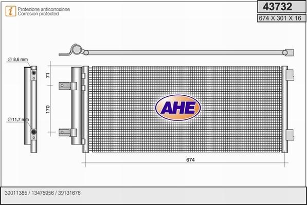 AHE 43732 - Конденсатор, кондиціонер autozip.com.ua