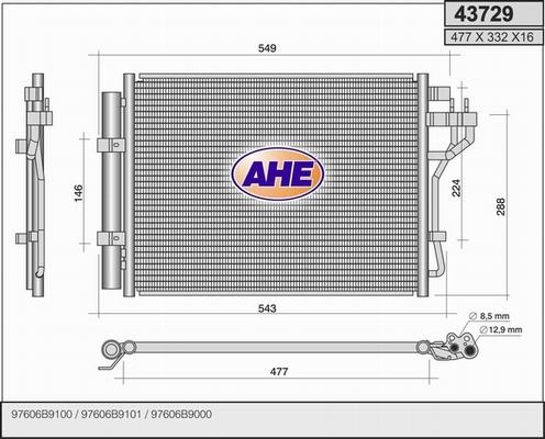 AHE 43729 - Конденсатор, кондиціонер autozip.com.ua