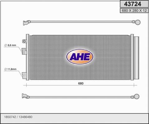 AHE 43724 - Конденсатор, кондиціонер autozip.com.ua