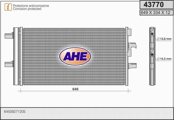 AHE 43770 - Конденсатор, кондиціонер autozip.com.ua