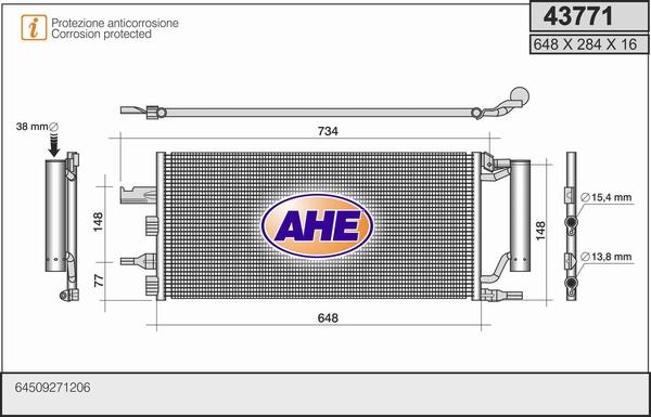 AHE 43771 - Конденсатор, кондиціонер autozip.com.ua