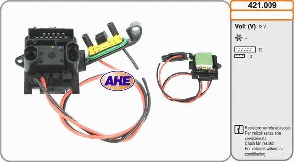 AHE 421.009 - Додатковий резистор, електромотор - вентилятор радіатора autozip.com.ua