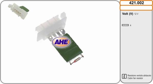 AHE 421.002 - Додатковий резистор, електромотор - вентилятор радіатора autozip.com.ua