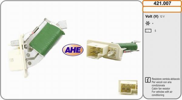AHE 421.007 - Додатковий резистор, електромотор - вентилятор радіатора autozip.com.ua