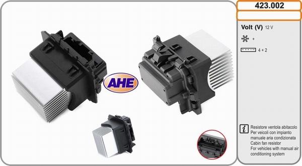 AHE 423.002 - Додатковий резистор, електромотор - вентилятор радіатора autozip.com.ua