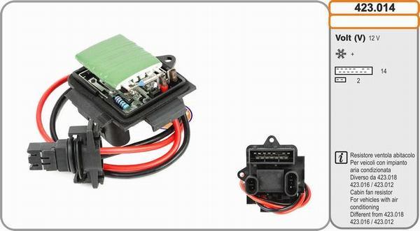 AHE 423.014 - Додатковий резистор, електромотор - вентилятор радіатора autozip.com.ua