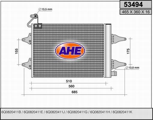 AHE 53494 - Конденсатор, кондиціонер autozip.com.ua