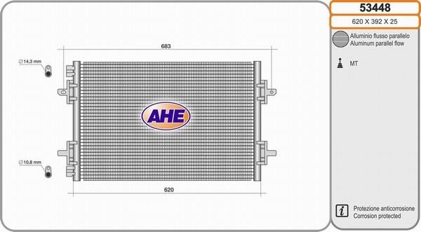 AHE 53448 - Конденсатор, кондиціонер autozip.com.ua