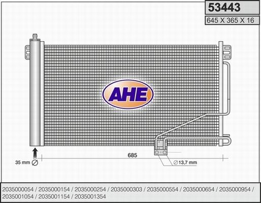 AHE 53443 - Конденсатор, кондиціонер autozip.com.ua