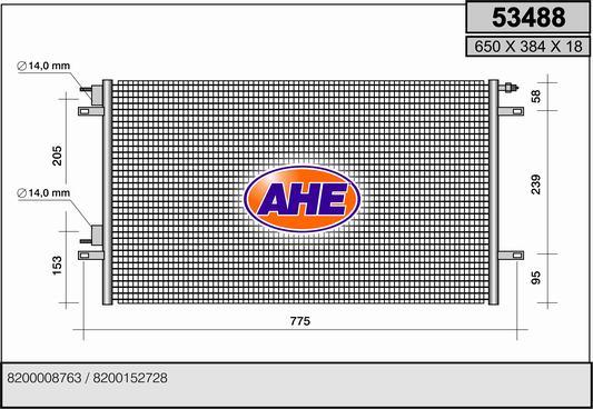 AHE 53488 - Конденсатор, кондиціонер autozip.com.ua