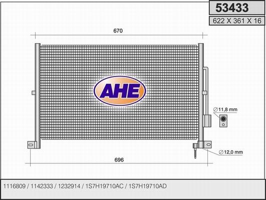 AHE 53433 - Конденсатор, кондиціонер autozip.com.ua