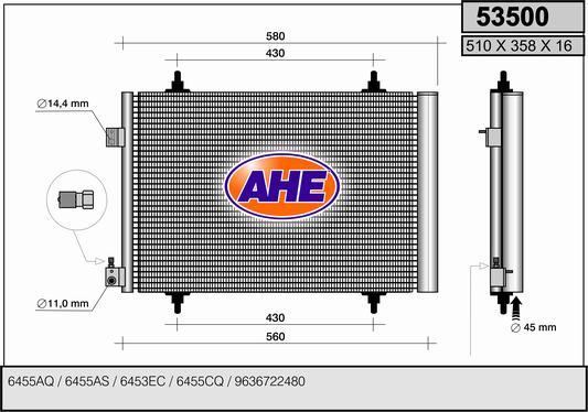 AHE 53500 - Конденсатор, кондиціонер autozip.com.ua