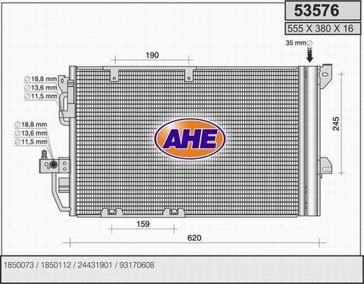 AHE 53576 - Конденсатор, кондиціонер autozip.com.ua